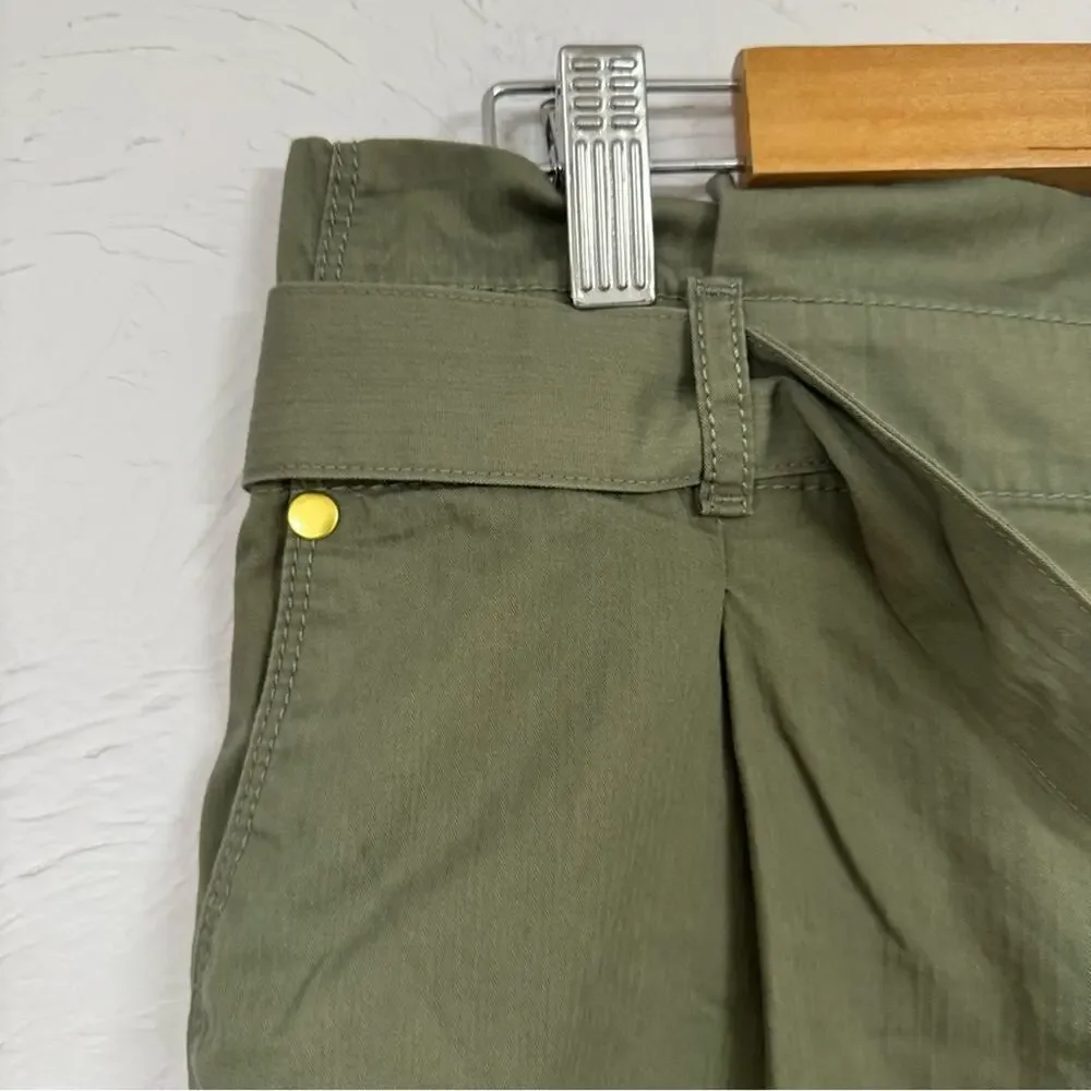 Loft Green Belted Casual Chino Shorts Womens 6 Gorpcore Hiking Outdoors Classic